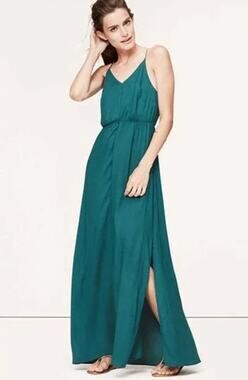 LOFT Strappy Maxi Dress Emerald Green Size 0P